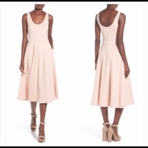 Leith (Nordstrom) Stretchy Midi Dress in Blush